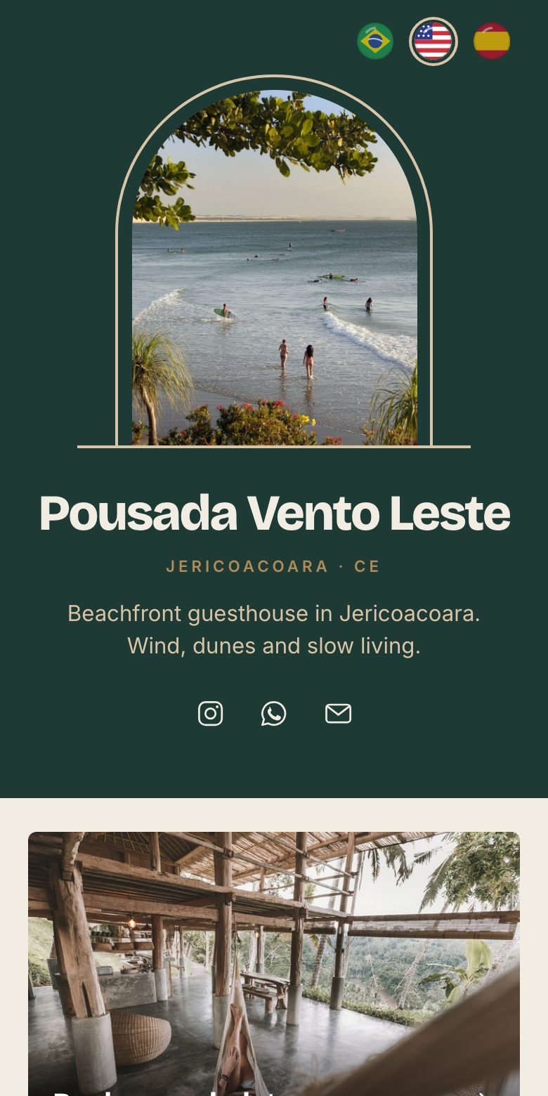 Sample link-in-bio page, Arch layout